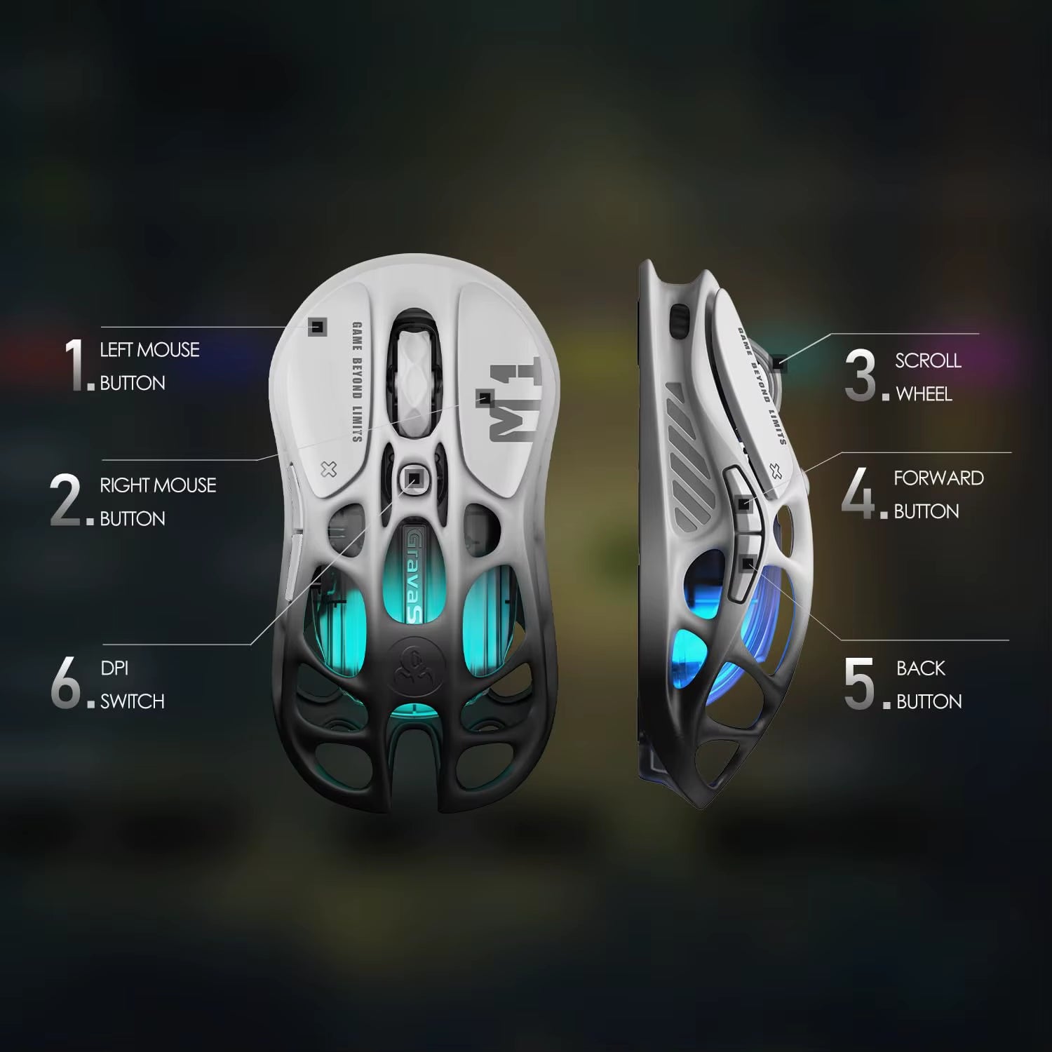 Gravastar Mercury M1 Pro Wireless Gaming Mouse, 26,000 DPI PAW3395DM Sensor, Magnesium Alloy, 5 Programmable Buttons RGB